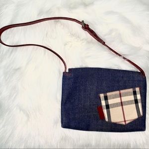 BURBERRY Shoulder blue denim crossbody bag